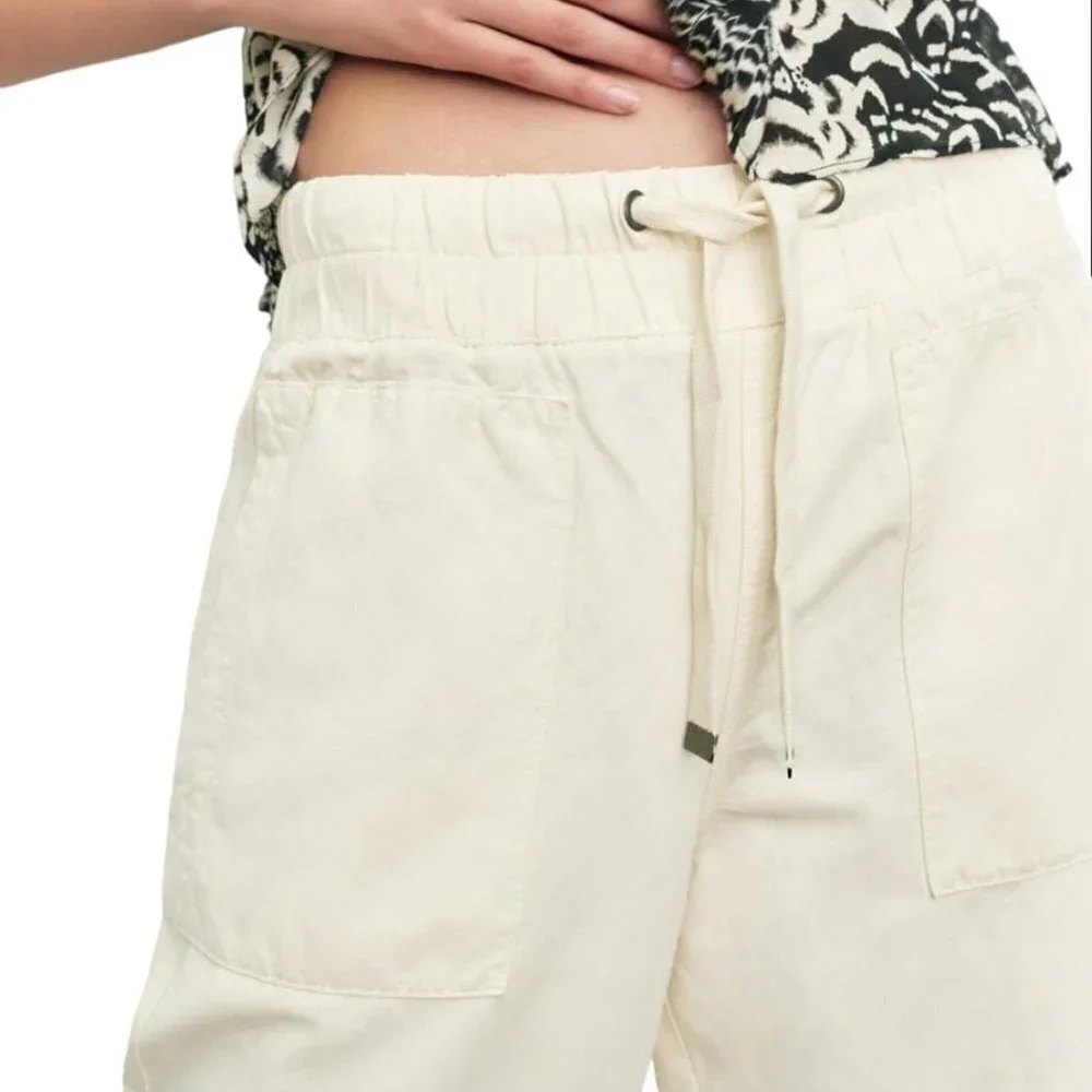 ZARA LINEN BLEND JOGGING PANTS BEIGE SIZE M 4877/052/712